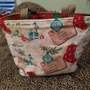 2450 Jeaniemade Merry Christmas Theme Shoulder Bag Tote Bag